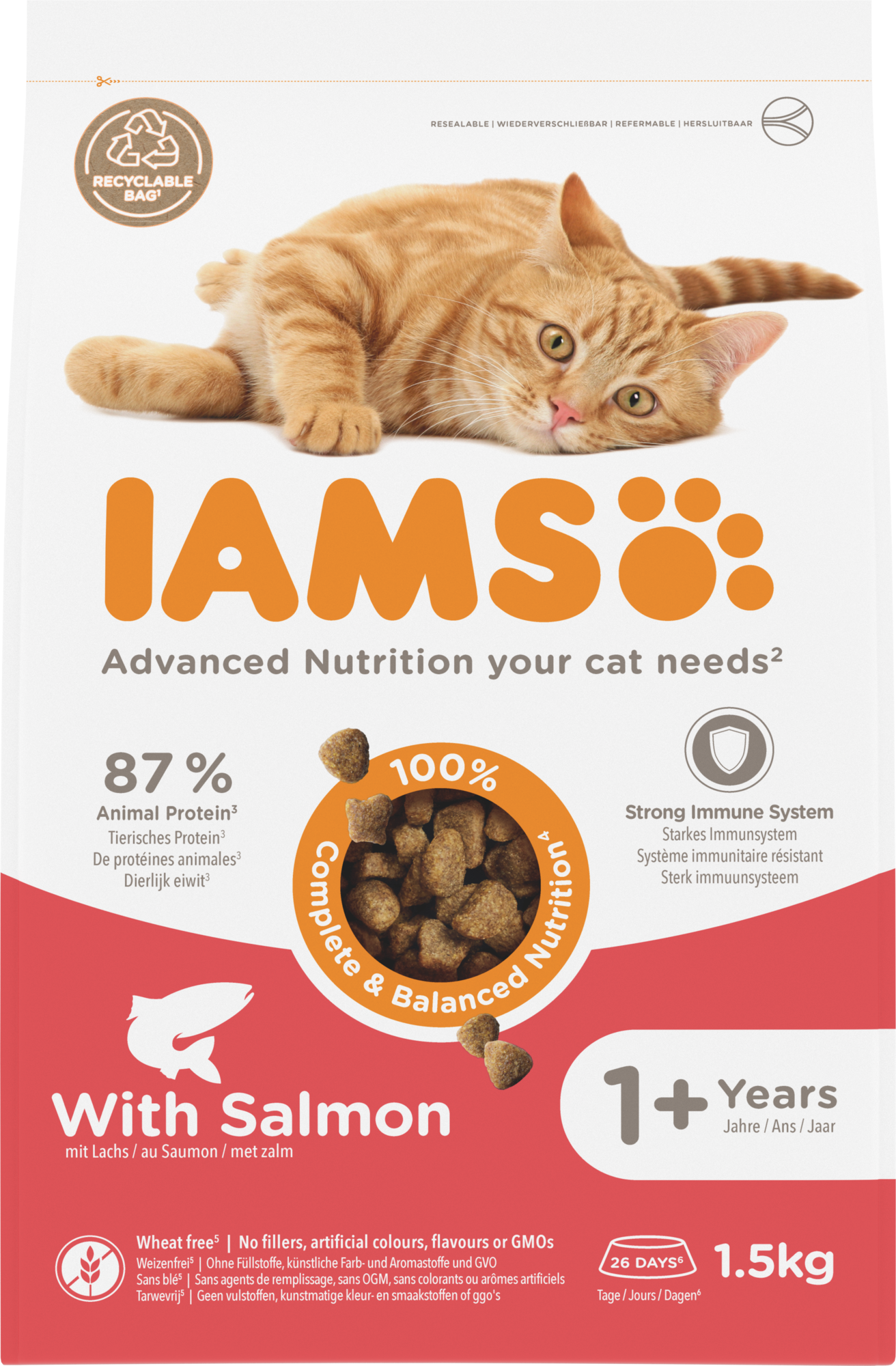 IAMS Adult Zalm – Droog Kattenvoer – 1,5 kg