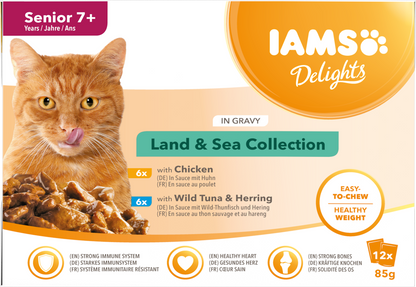 IAMS Delights Senior Vlees & Vis Selectie in saus 12 x 85 g