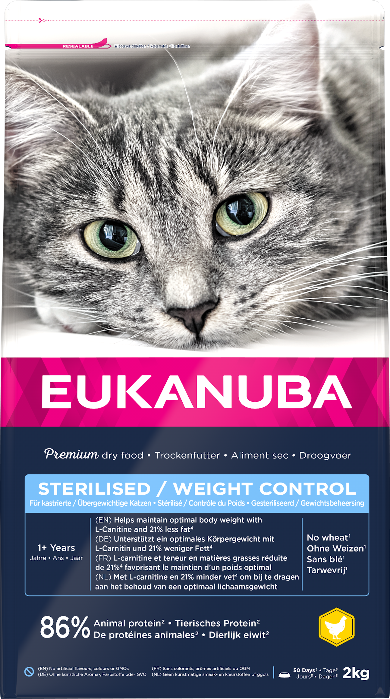 Eukanuba Adult Gesteriliseerd/Gewichtscontrole Kip – Droog Kattenvoer – 2 kg