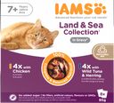 IAMS Delights Maaltijdzakje Senior Vlees & Vis Saus Multipack – Nat Kattenvoer – 8 x 85 g