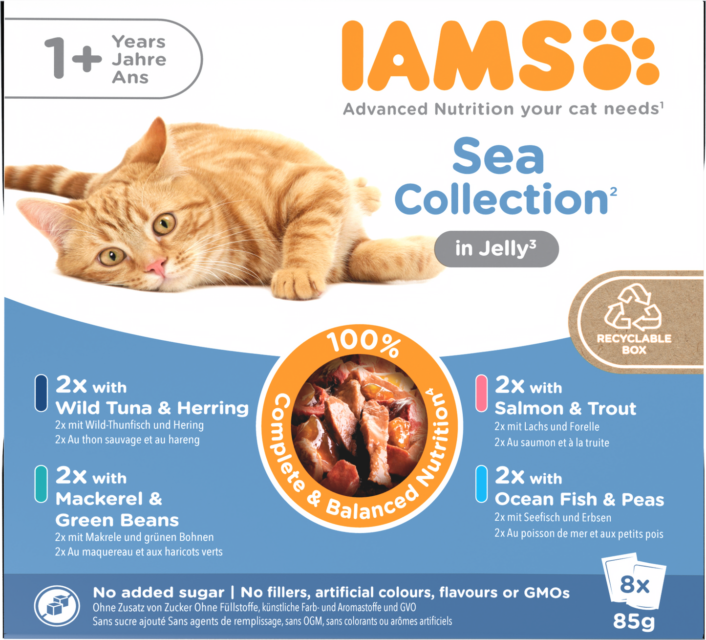 IAMS Delights Maaltijdzakje Adult Vis Gelei Multipack – Nat Kattenvoer – 8 x 85 g