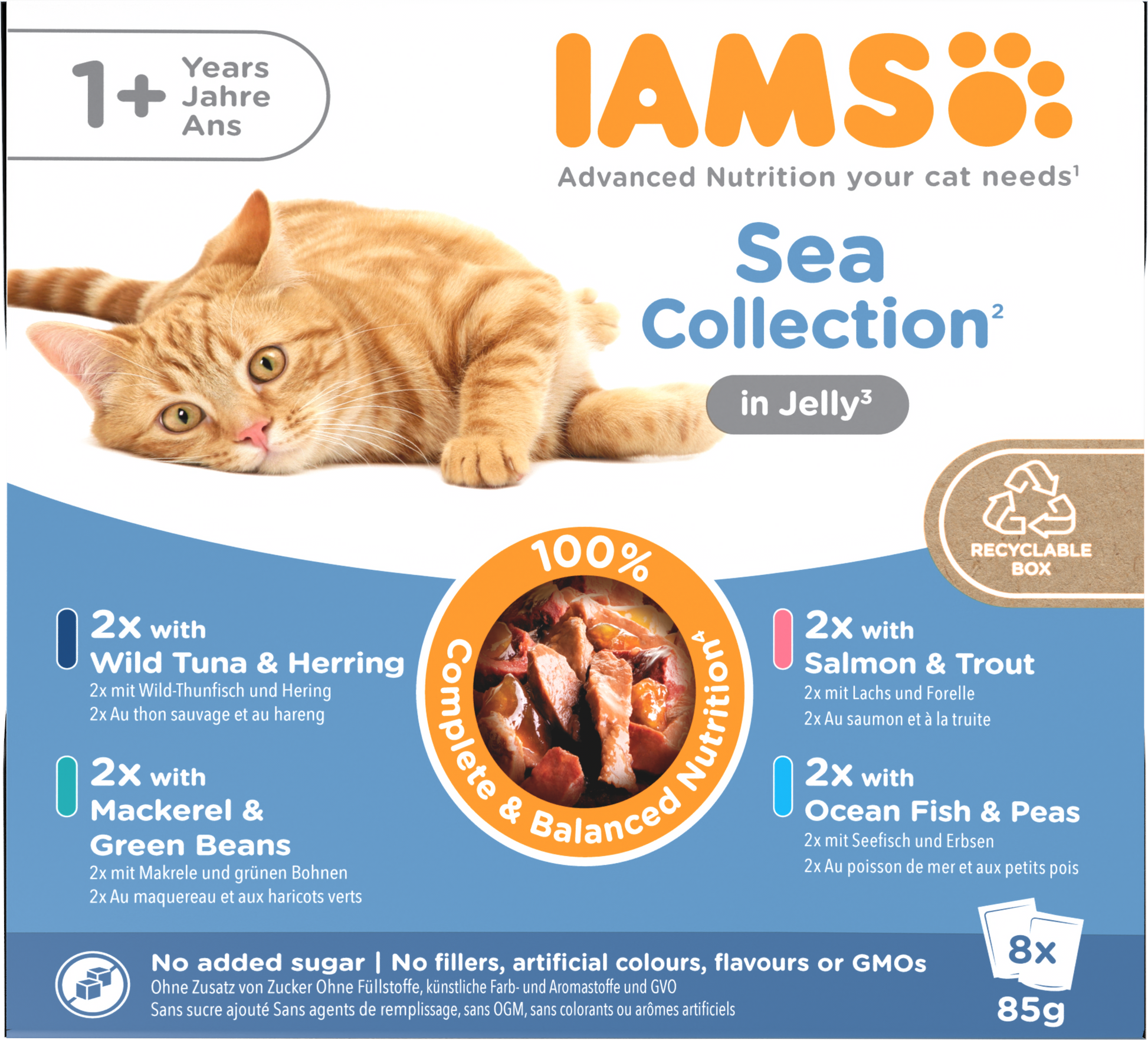 IAMS Delights Maaltijdzakje Adult Vis Gelei Multipack – Nat Kattenvoer – 8 x 85 g
