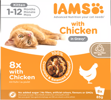 IAMS Delights Maaltijdzakje Kitten Kip Saus Multipack – Nat Kattenvoer – 8 x 85 g