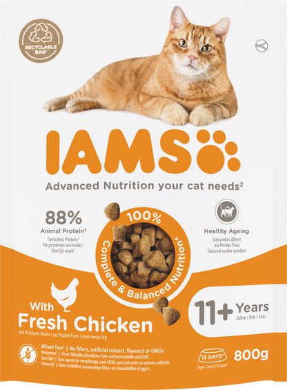 IAMS Senior 11+ Kip – Droog Kattenvoer – 800 g
