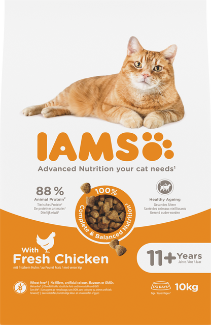 IAMS Senior 11+ Kip droog kattenvoer 10 kg