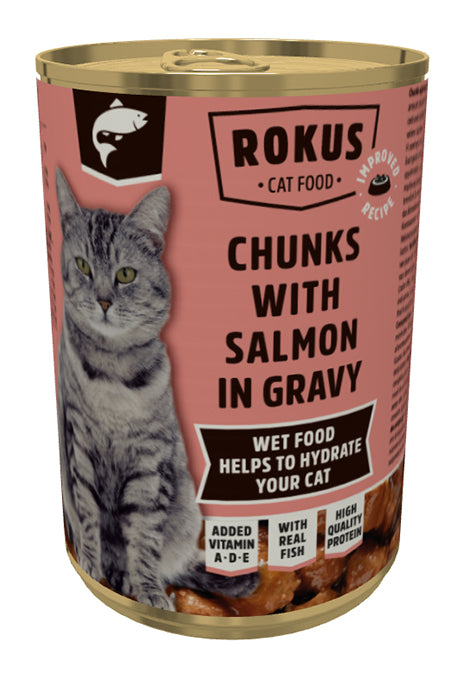 Rokus Chunks voor Volwassen Katten Zalm – Natvoer – 415 g