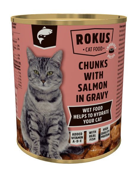 Rokus Chunks voor Volwassen Katten Zalm – Natvoer – 810 g