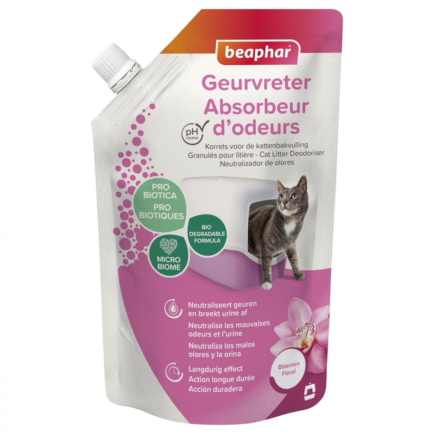 Beaphar Geurvreter orchidee 400gr – kattenbakreiniger met frisse orchideegeur