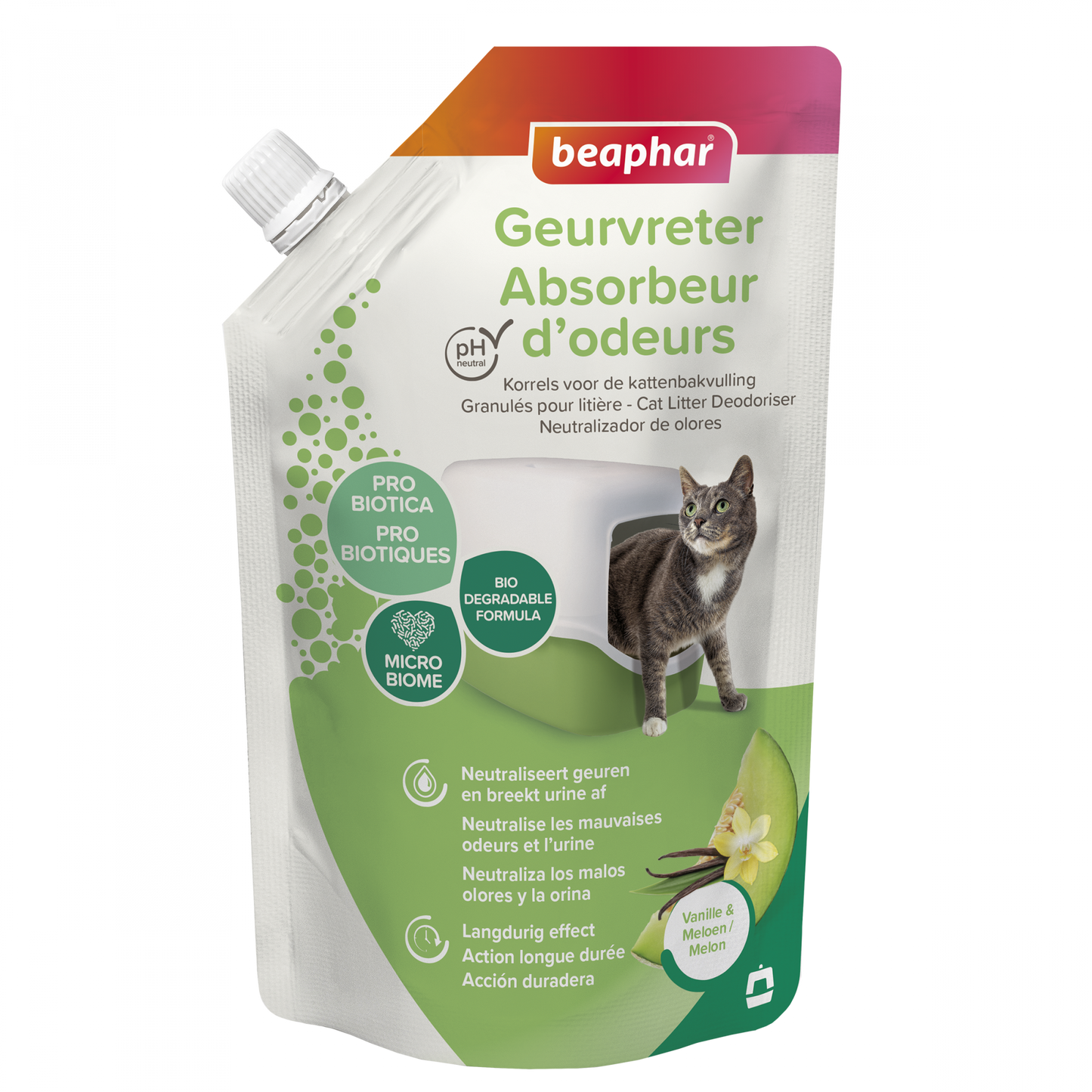 Beaphar Geurvreter vanille meloen 400gr – kattenbakreiniger met frisse geur