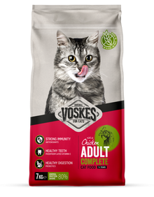 Voskes Kip droog kattenvoer voor volwassen katten 7 kg verpakking voorkant