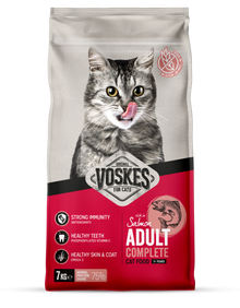 Voskes Zalm droog kattenvoer voor volwassen katten 7 kg verpakking voorkant