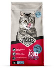 Voskes Gesteriliseerd Zalm droog kattenvoer 7 kg verpakking voorkant