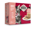 Voskes Pate Heek Zalm en Erwten nat kattenvoer 8 x 95 g verpakking voorkant
