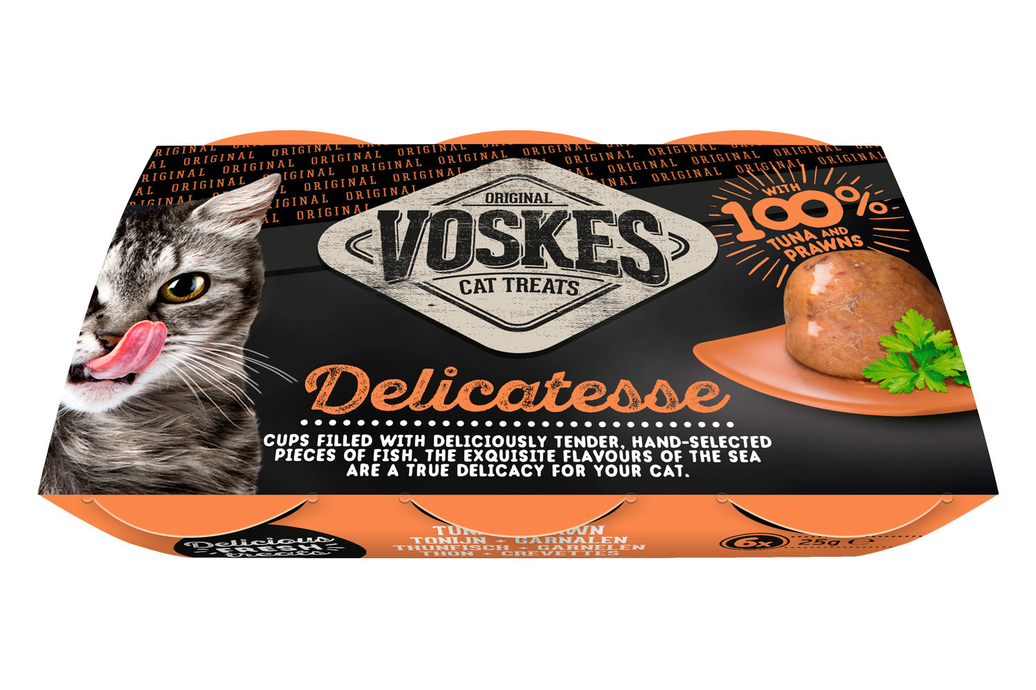Voskes Jelly Cups Tonijn & Garnalen – 6 × 25 g