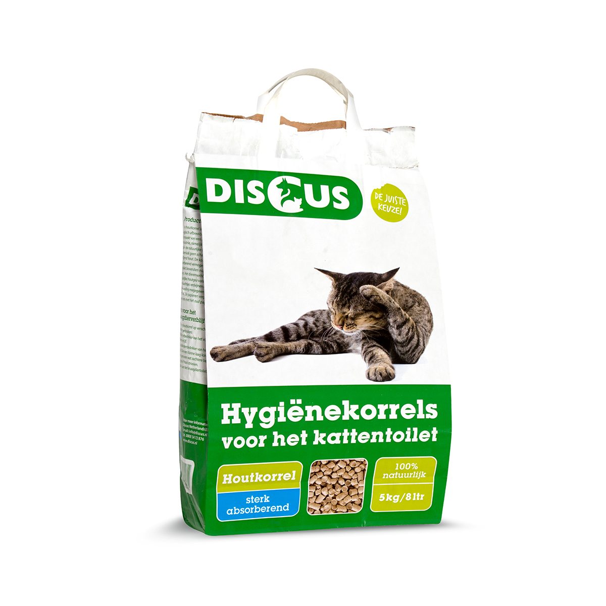 Discus houtkorrel kattenbakvulling – 8 L