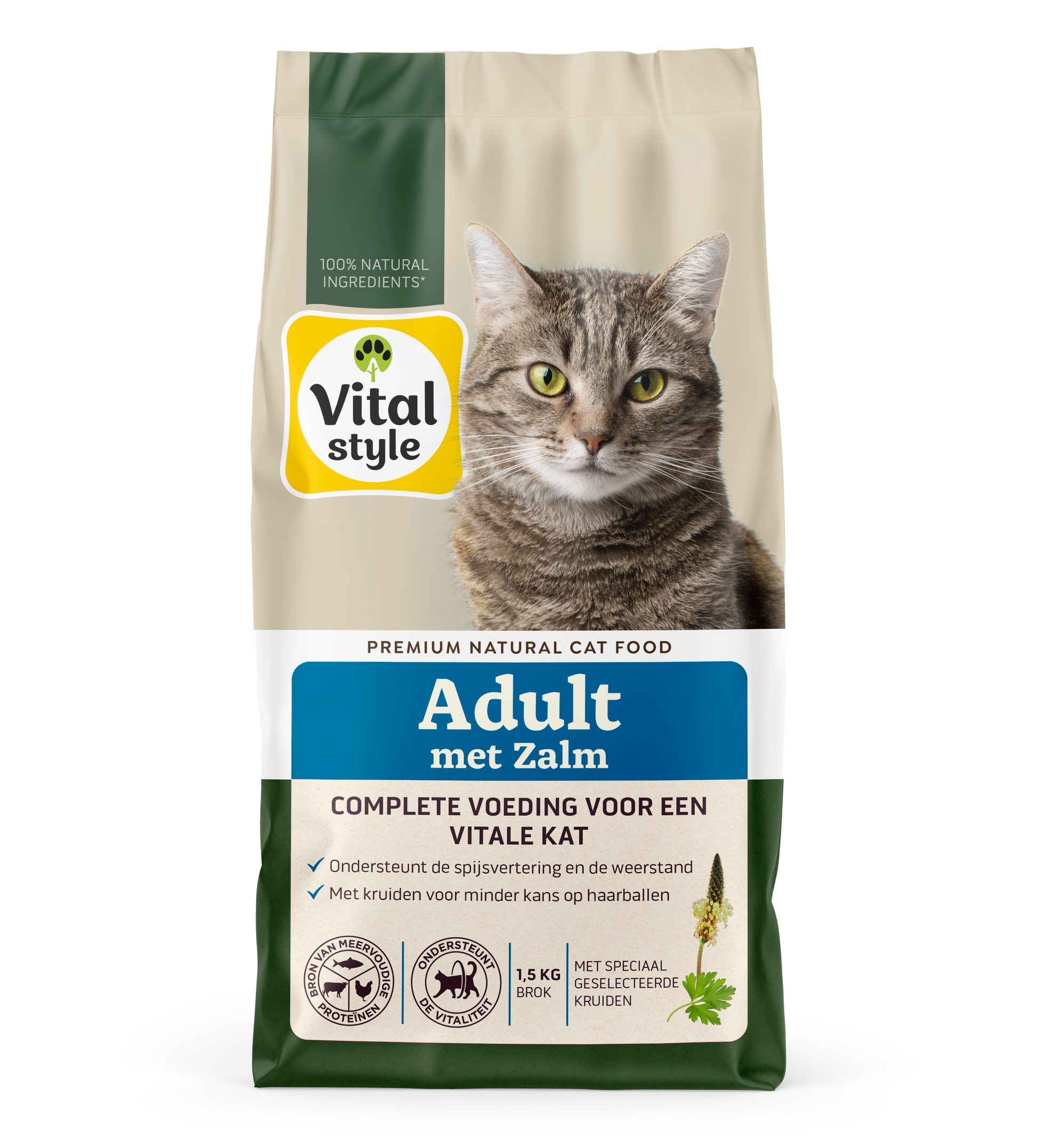 VITALstyle Adult Zalm – Droog Kattenvoer – 1,5 kg