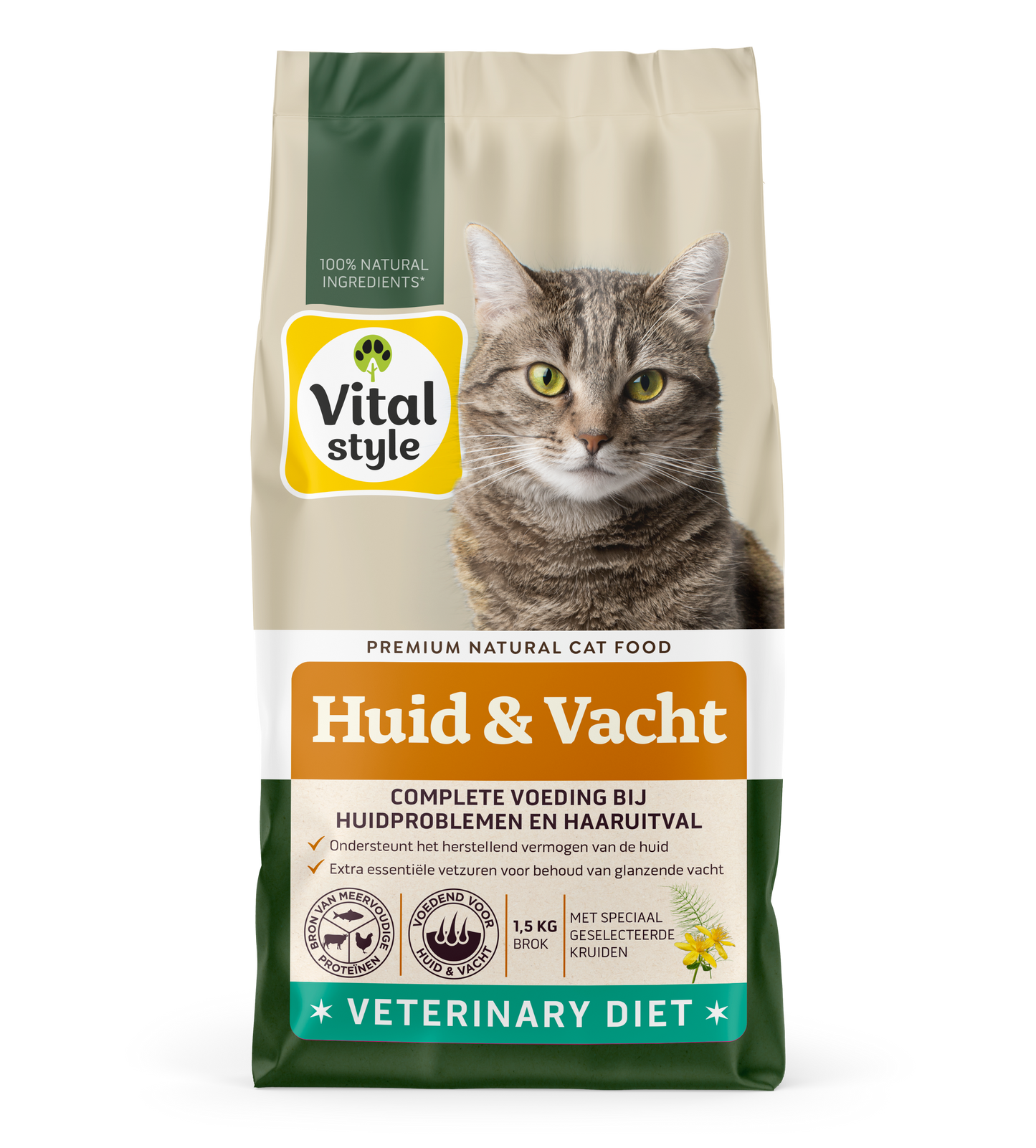 VITALstyle Huid & Vacht – Droog Kattenvoer – 1,5 kg