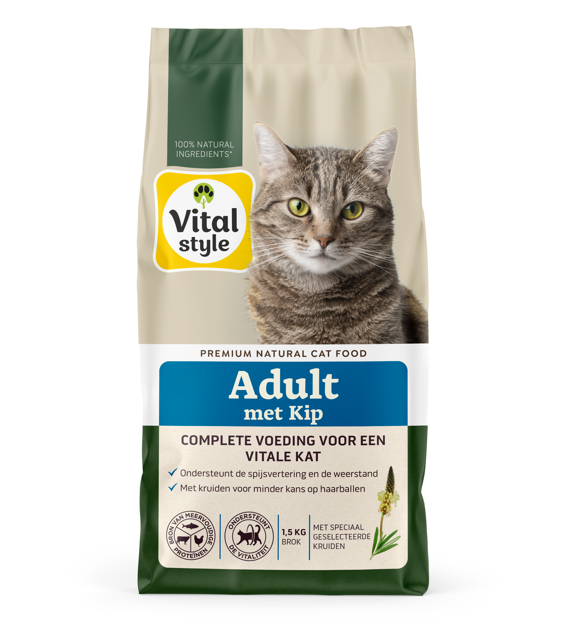 VITALstyle Adult Kip – Droog Kattenvoer – 1,5 kg