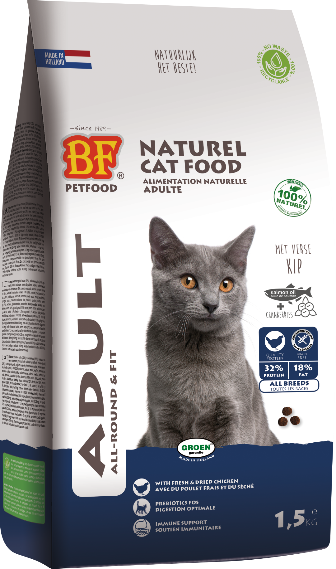 Biofood Premium Adult Fit – Droog Kattenvoer – 1,5 kg