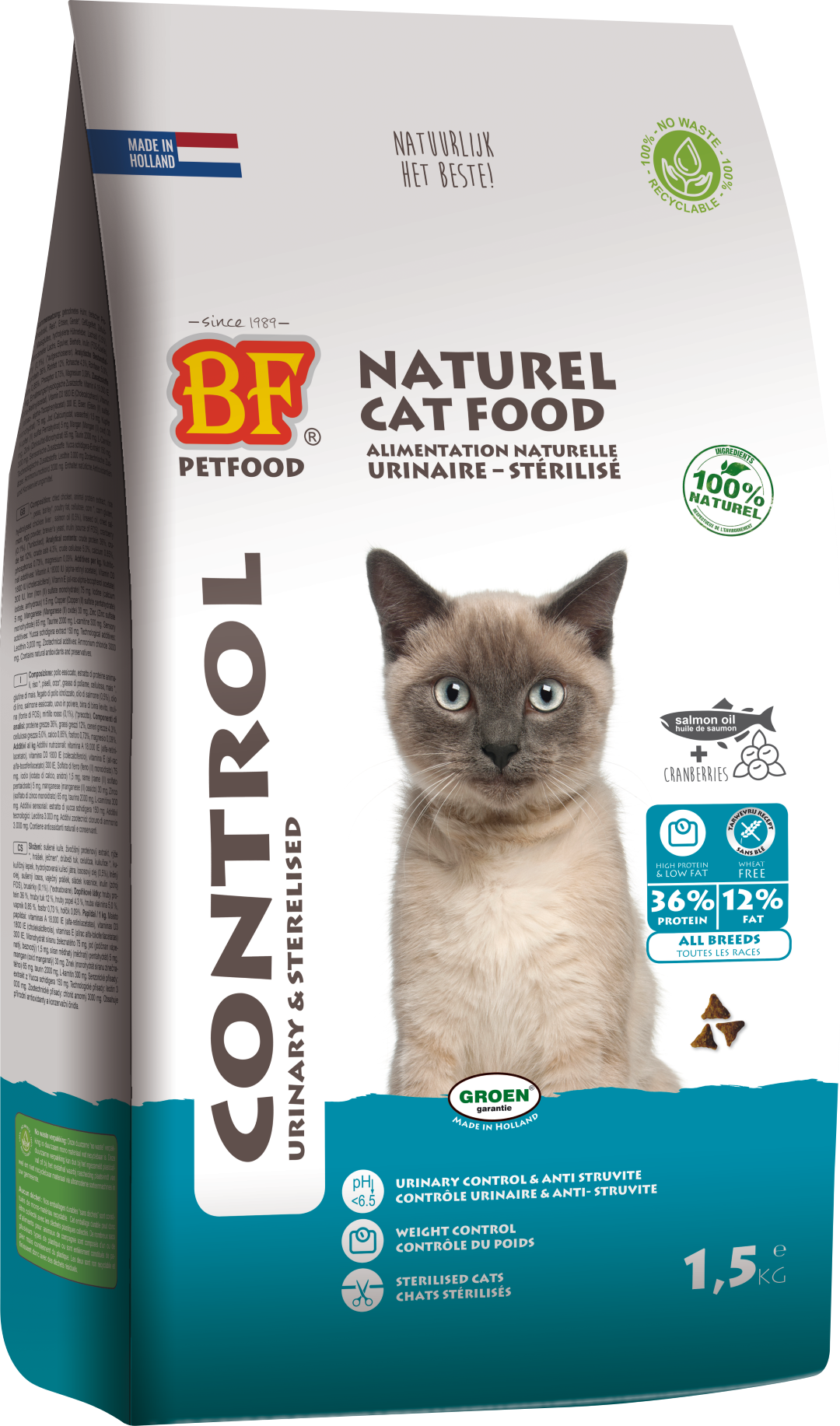 Biofood Premium Control Urinary/Gesteriliseerd – Droog Kattenvoer – 1,5 kg