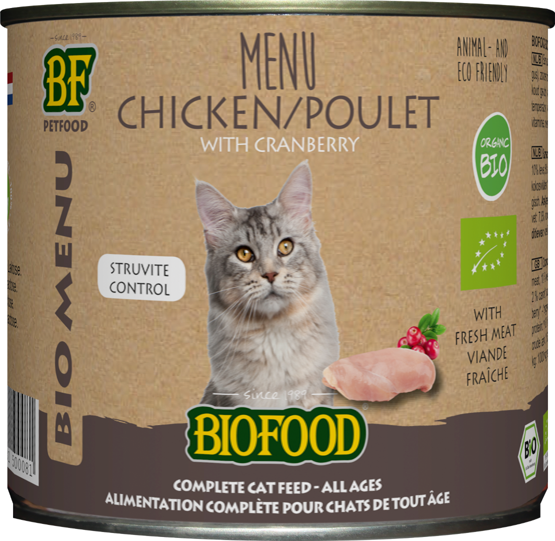 Biofood Biologisch Kat Kip Menu Blik – Nat Kattenvoer – 200 g