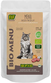 Biofood Biologisch Kat Rund Menu Maaltijdzakje – Nat Kattenvoer – 100 g