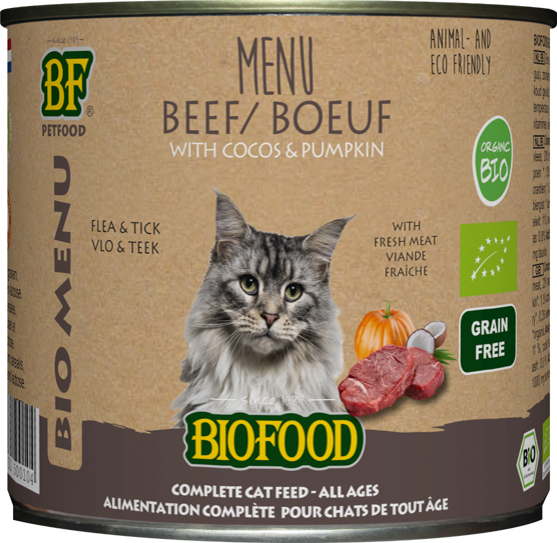 Biofood Biologisch Kat Rund Menu Blik – Nat Kattenvoer – 200 g