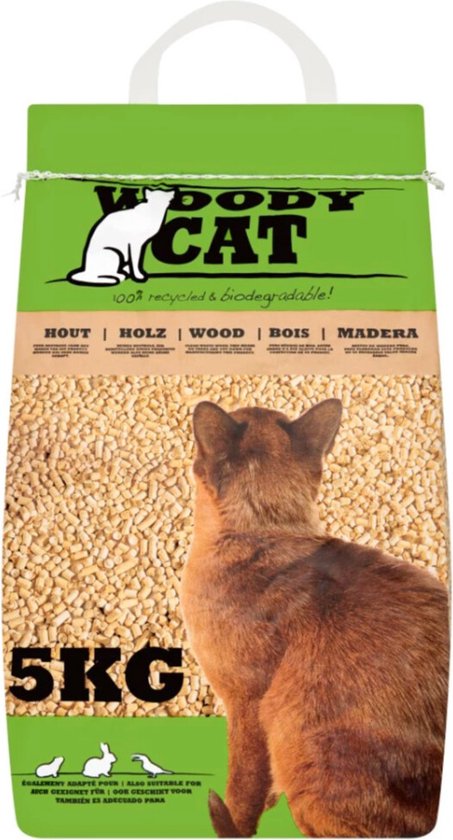 Woody Cat houtkorrel kattenbakvulling – 5 kg / 8 L