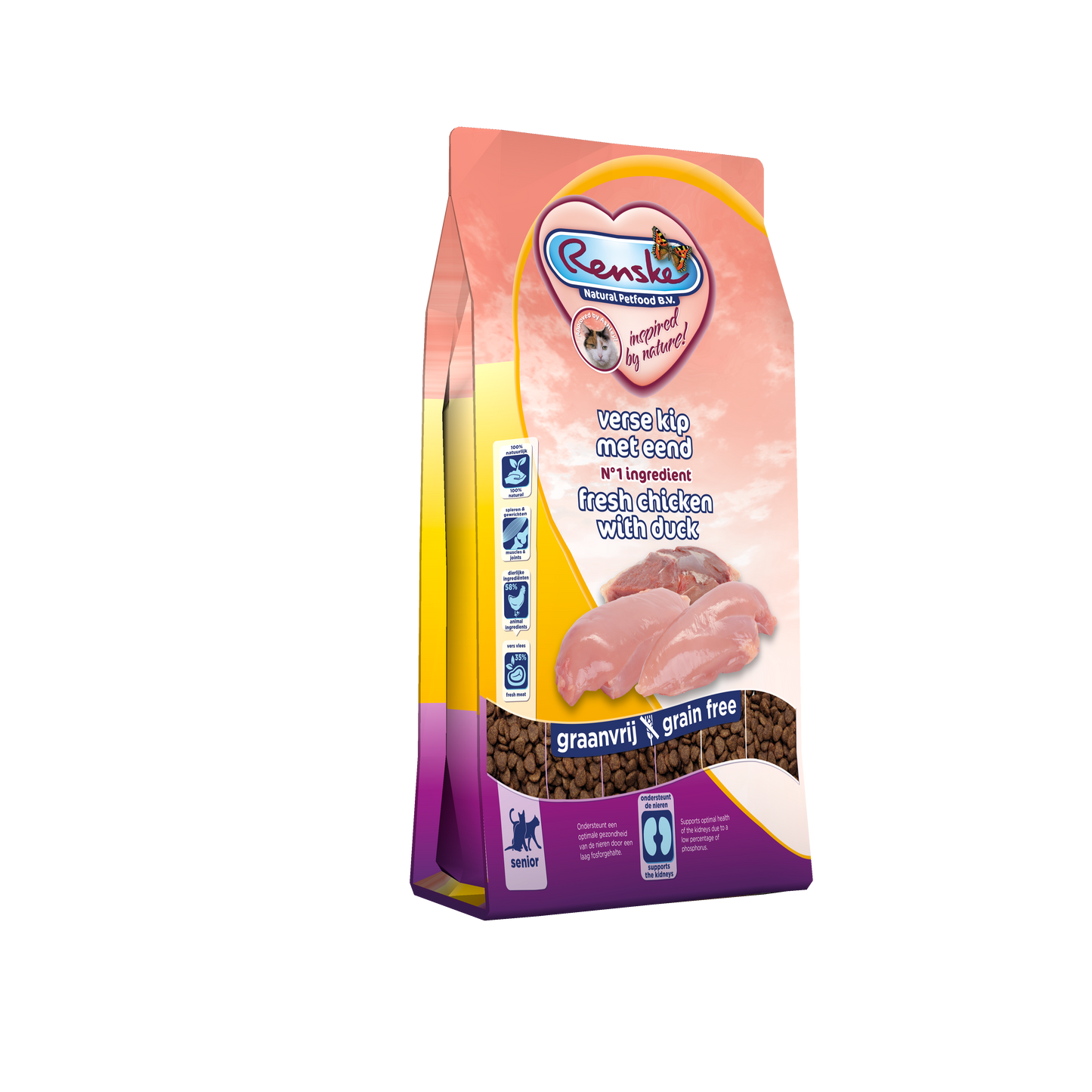 Renske Super Premium Senior Kip & Eend – Droog Kattenvoer – 6 kg