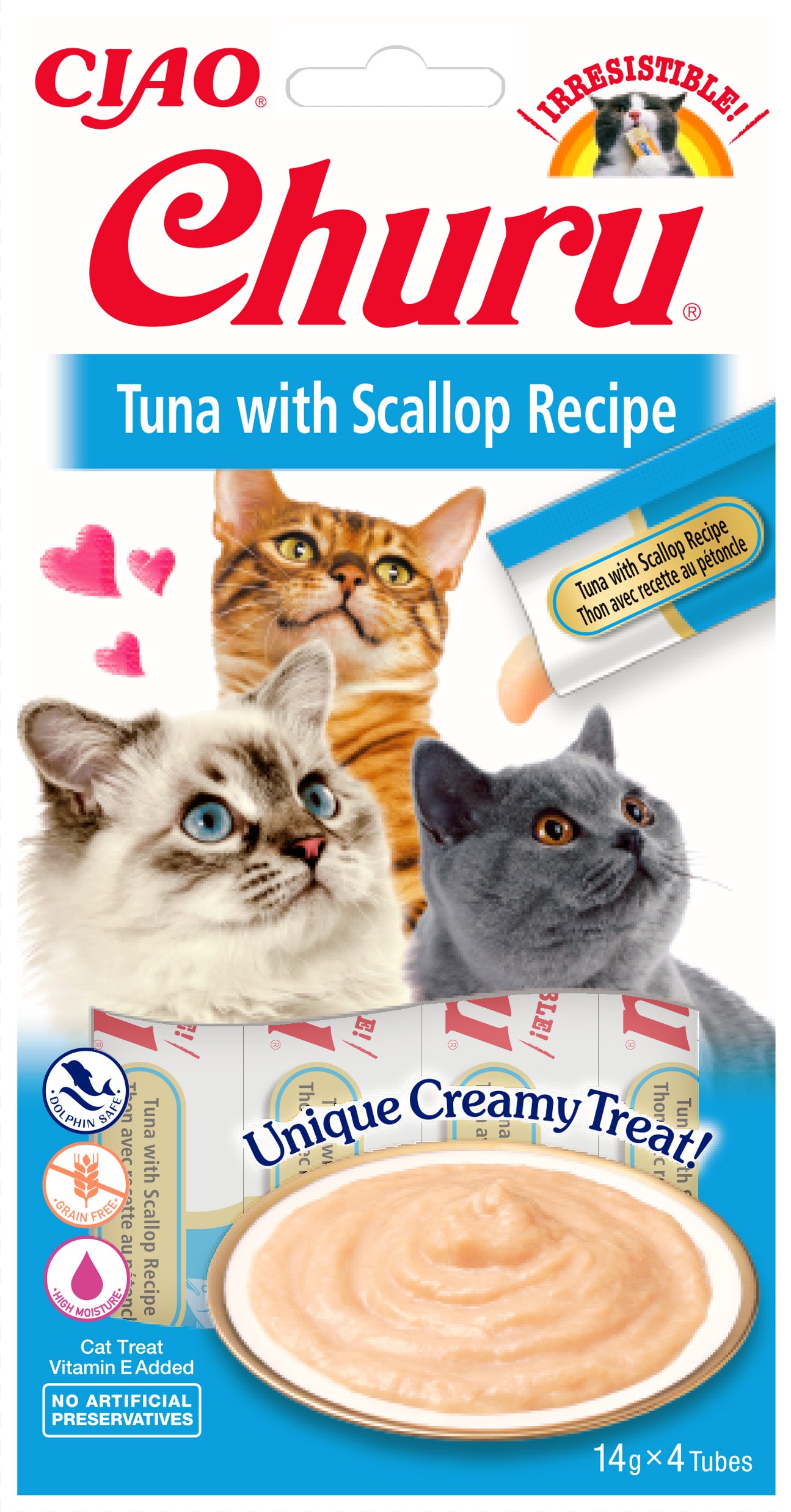 Inaba Ciao Churu Kattensnack Tonijn & sint-jakobsschelp – 4 x 14 g