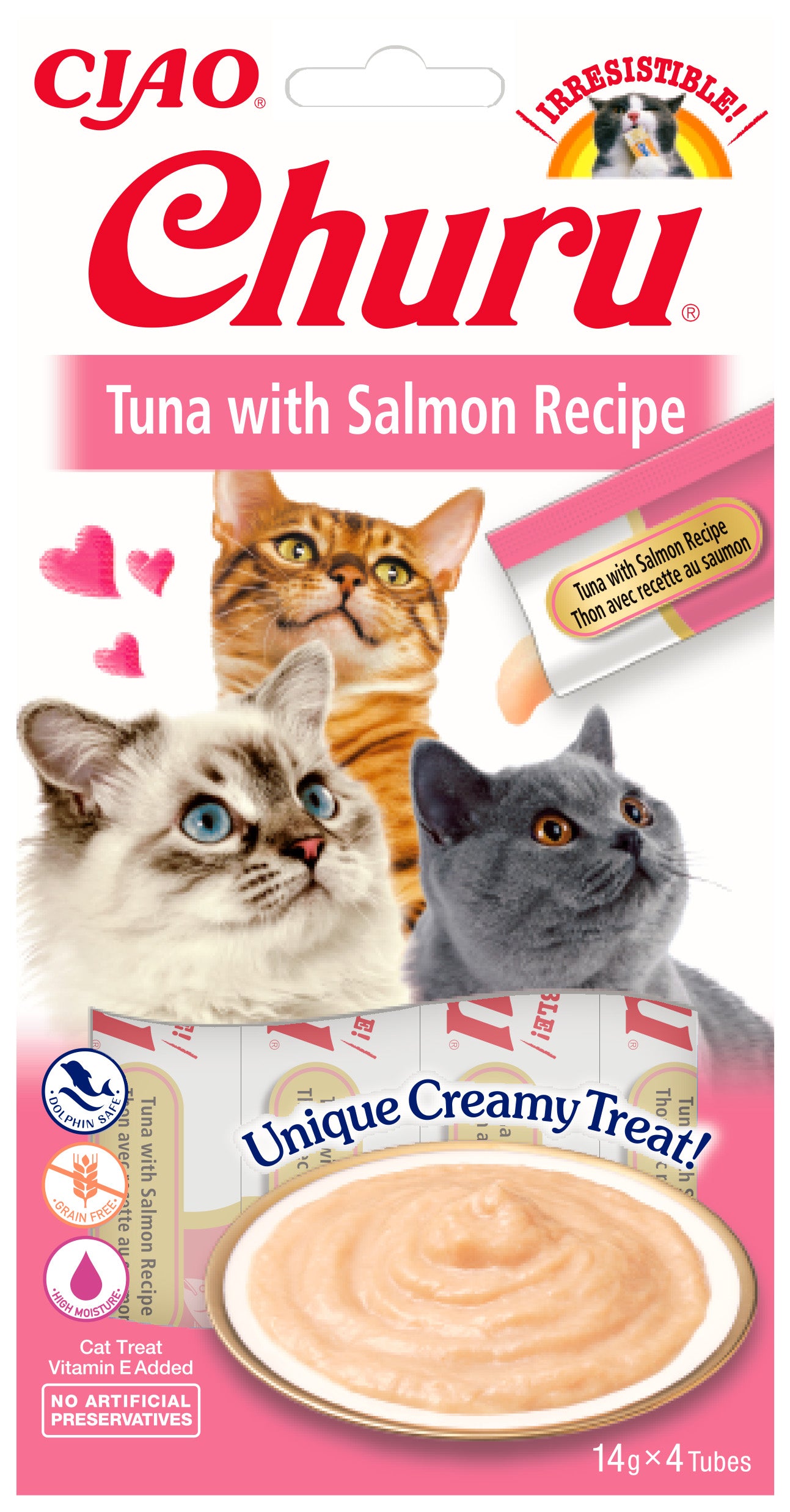 Inaba Ciao Churu Kattensnack Tonijn & zalm – 4 x 14 g