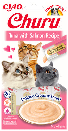 Inaba Ciao Churu Kattensnack Tonijn & zalm – 4 x 14 g