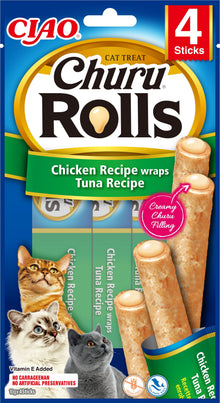 Inaba Ciao Churu Rolls kip & tonijn 4 x 10 g verpakking
