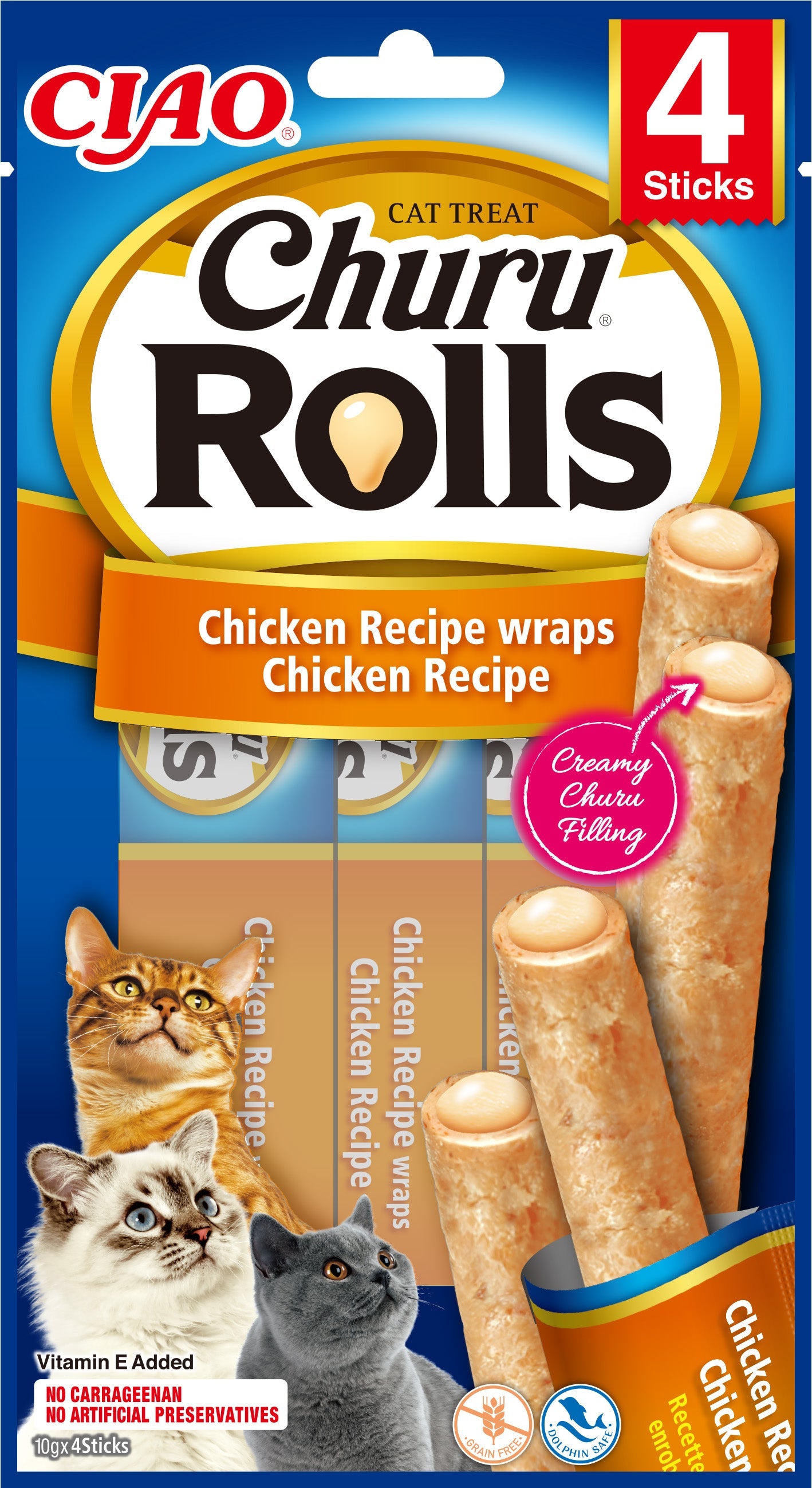 Inaba Ciao Churu Rolls kip 4 x 10 g verpakking