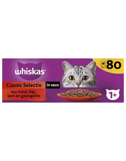 Whiskas 1+ Natvoer Classic Selectie in Gelei – 80 x 85g
