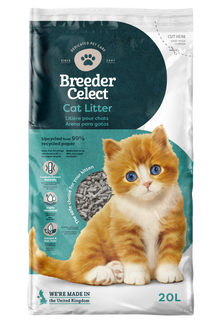 BreederCelect 20 liter – stofarme papieren kattenbakvulling van gerecycled papier