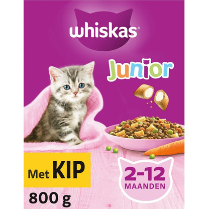 Whiskas Junior kip droogvoer 800gr – kattenbrokken voor kittens