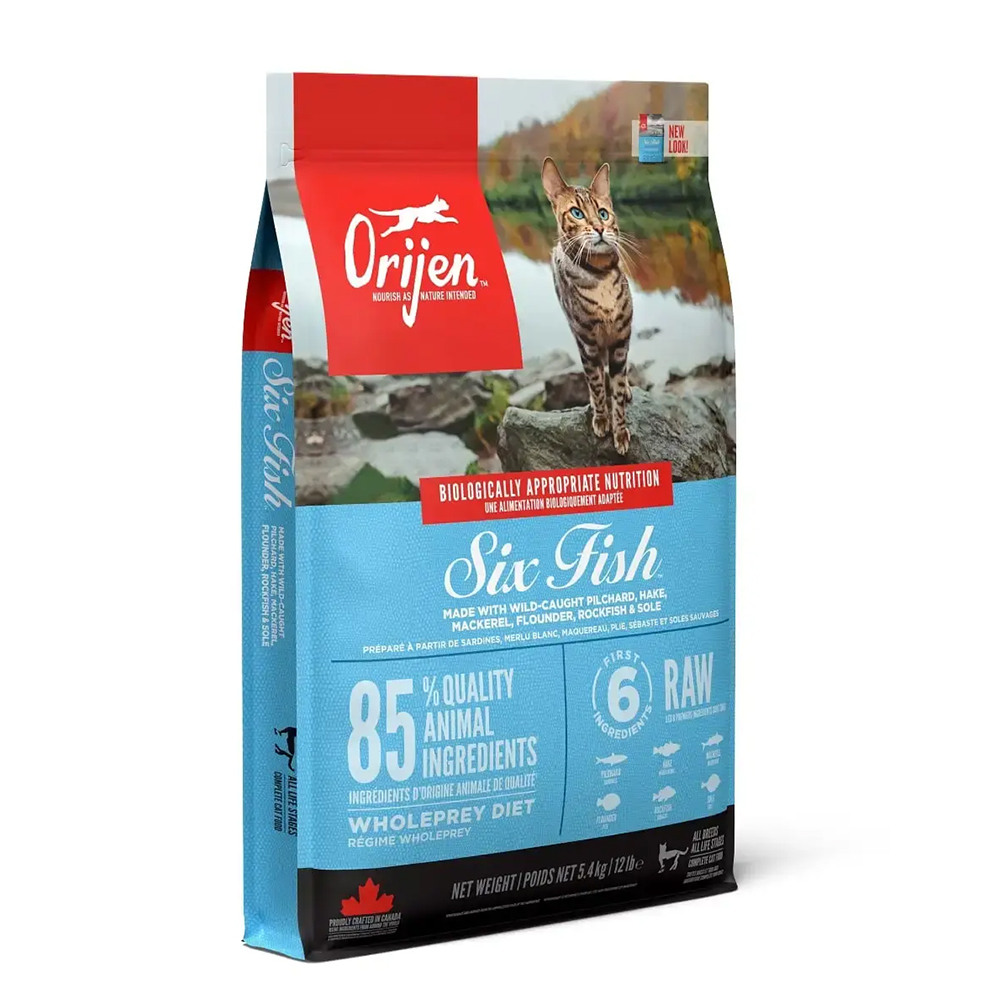 Orijen Cat Six Fish 5,4 kg – graanvrij kattenvoer met zes vissoorten