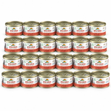 Almo Nature HFC Complete Zalm, Tonijn & Wortel – 24 × 70 g – 24 blikjes op witte achtergrond