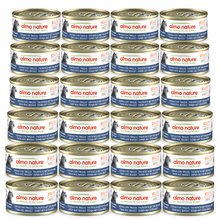 Almo Nature HFC Jelly Tonijn & Zeebarbeel – 24 × 70 g – 24 blikjes op witte achtergrond