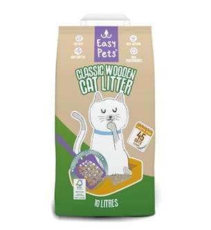 Eén zak EasyPets Classic Houtkorrels kattenbakvulling 10 liter