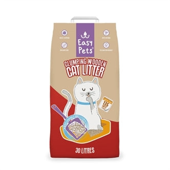 Eén zak EasyPets Clumping Wood kattenbakvulling 30 liter