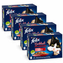 Felix Dubbel Zo Lekker Mix Selectie in Gelei 48 × 85 g – 4 doosjes op witte achtergrond