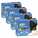 Felix Original Vis Selectie in Gelei 48 × 85 g – 4 doosjes op witte achtergrond