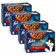 Felix Sensations Countryside Selectie in Saus 48 × 85 g – 4 doosjes op witte achtergrond