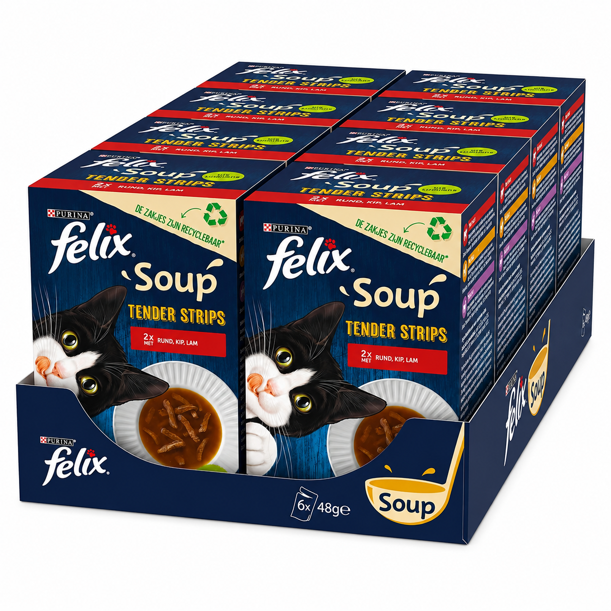 Felix Soup Farm Selectie voordeelbundel met 48 zakjes kattensoep