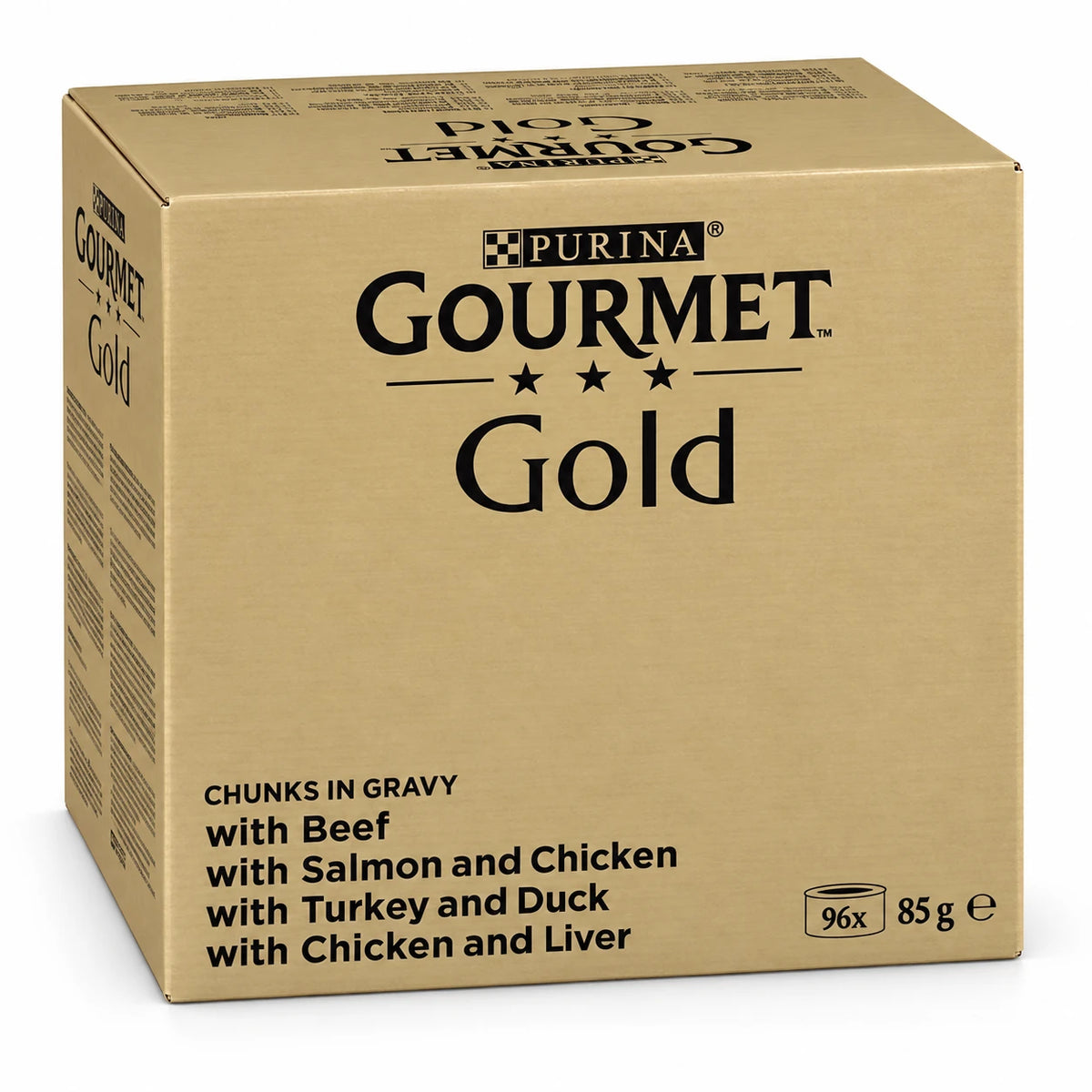 Gourmet Gold Fijne Hapjes in Saus assortimentsdoos met 96 blikjes van 85 gram