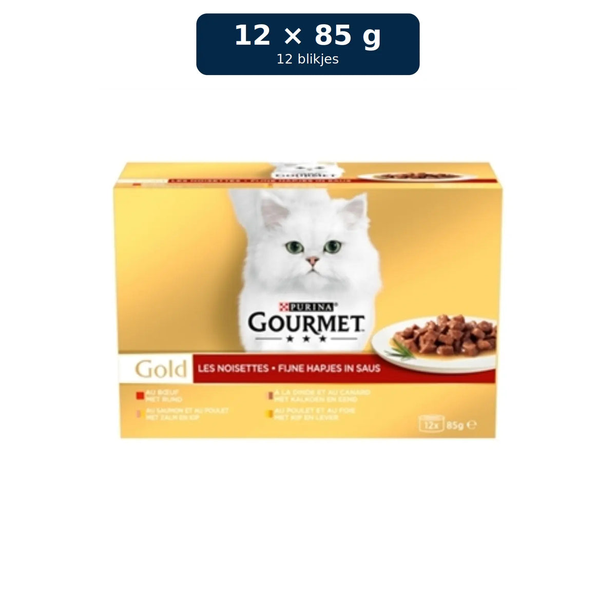 Gourmet Gold Fijne Hapjes in Saus Mix – 12 blikjes van 85 gram