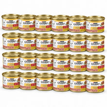Gourmet Gold Fijne Hapjes Zalm & Kip in Saus – 24 × 85 g in een verspringende opstelling