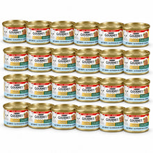 Gourmet Gold Malse Lekkernijen Zeevis – 24 × 85 g in een verspringende opstelling